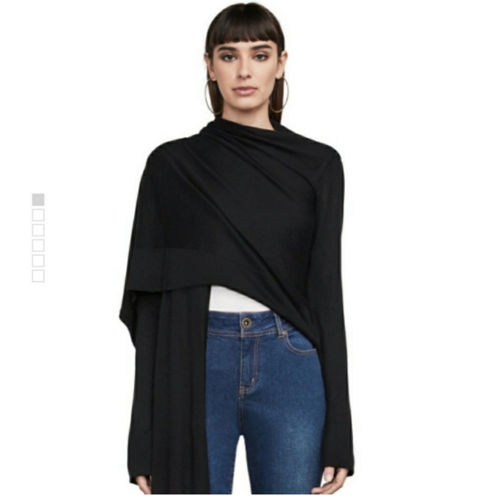 BCBGMaxAzria %85 Silk %15 Cashmere Signature Wrap Gray Knit Top Cardigan M/L